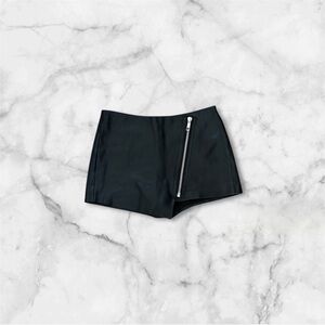 INTERMIX | Leather Asymmetrical Zip Skort